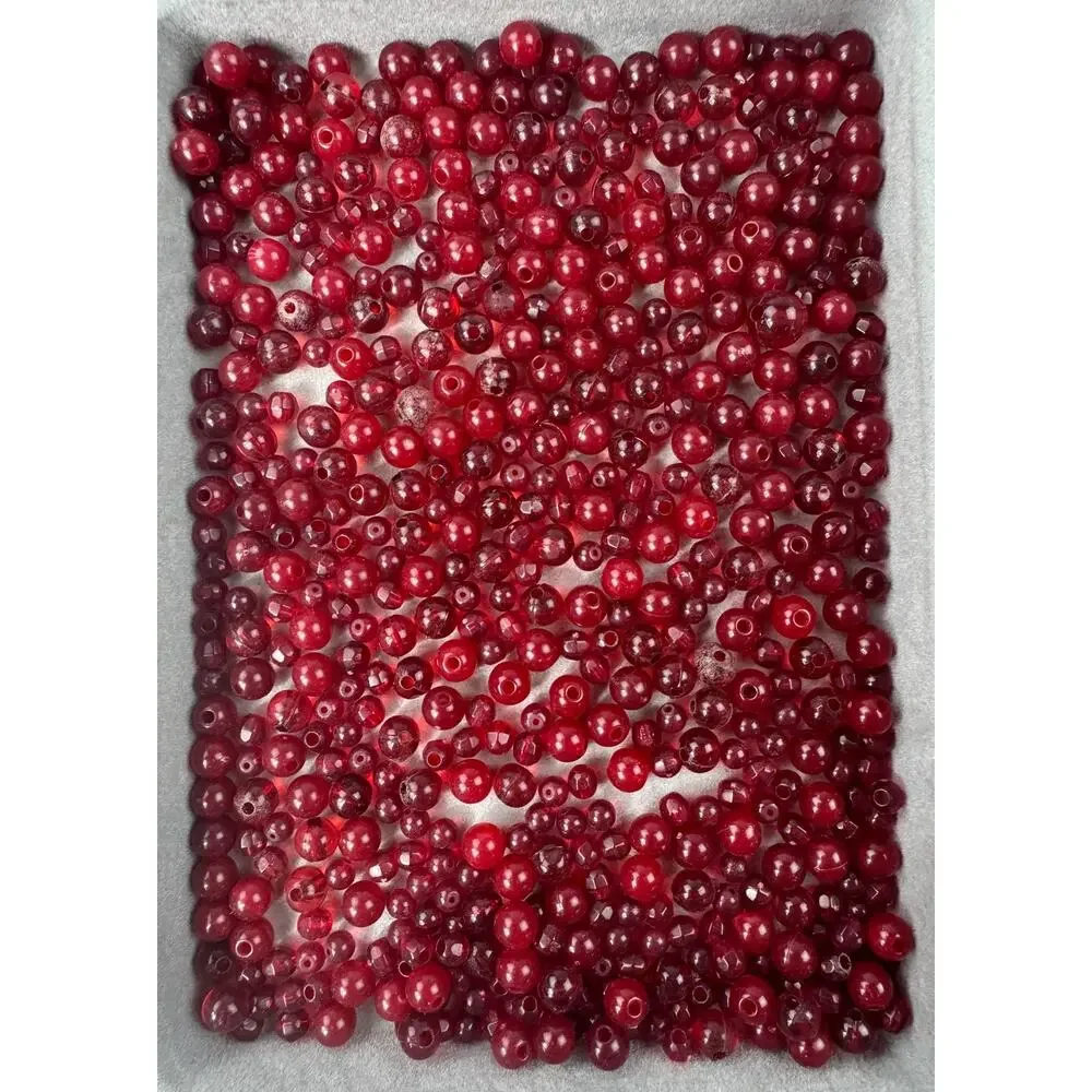 Assorted Red Acrylic, Wood and Glass Beads Variety of Shades Shapes and Sizes